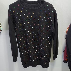 Colorful Dot Black Sweater